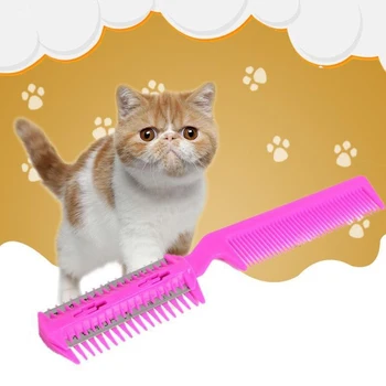 

Hair Remover Pet Hair Trimmer Comb Cutting Cut Dog With 4 Blades Grooming Razor Thinning Hairbrush Comb Products For Cats Red
