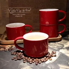300 мл Европейская креативная красная кофейная чашка, кружка для молока, простая керамическая кружка, подарок для пары
