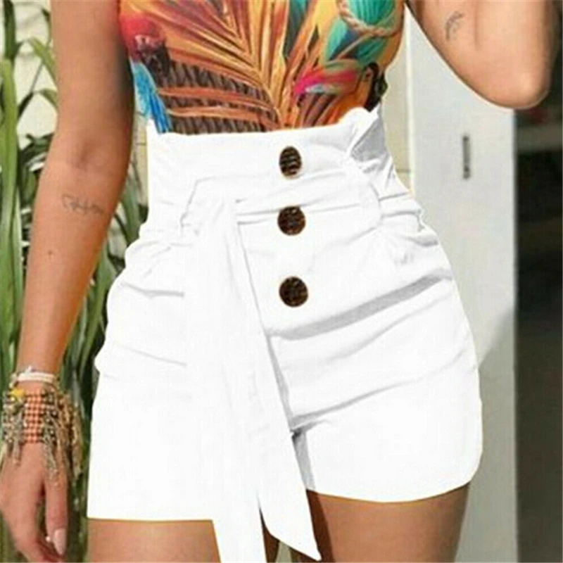 Модные женские шорты летние сексуальная кнопка женские шорты с высокой талией пляжные женские брюки однотонные Уличная Сексуальная Женская Брюки - Цвет: As photo shows