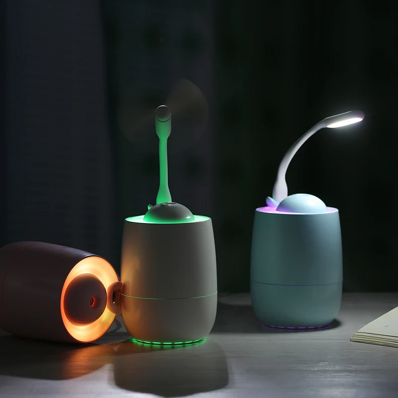 

3 in 1 Aroma Essential Oil Diffuser Ultrasonic Whale Humidifier Air Purifier LED Night Light USB Fan Car air freshener