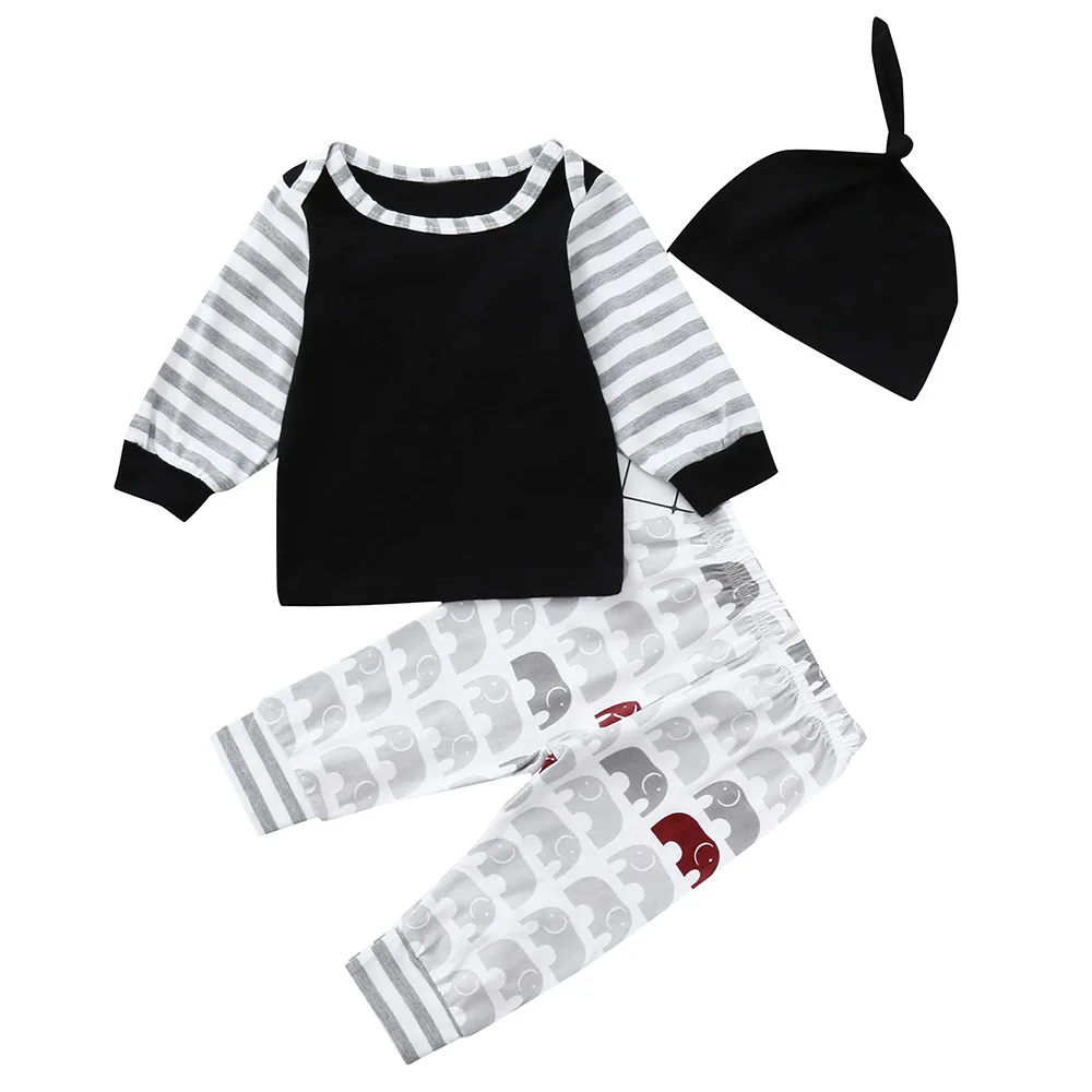 

Striped Top Cartoon Trousers Cute Set Newborn Infant Baby Boy Striped T shirt Tops Cartoon Pants Clothes Outfits Set F4