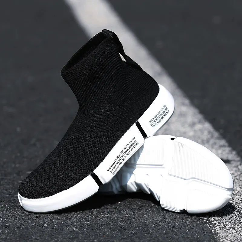 Baideng High Top Slipon Sock Sneakers Man Colorful Stretch Fabric