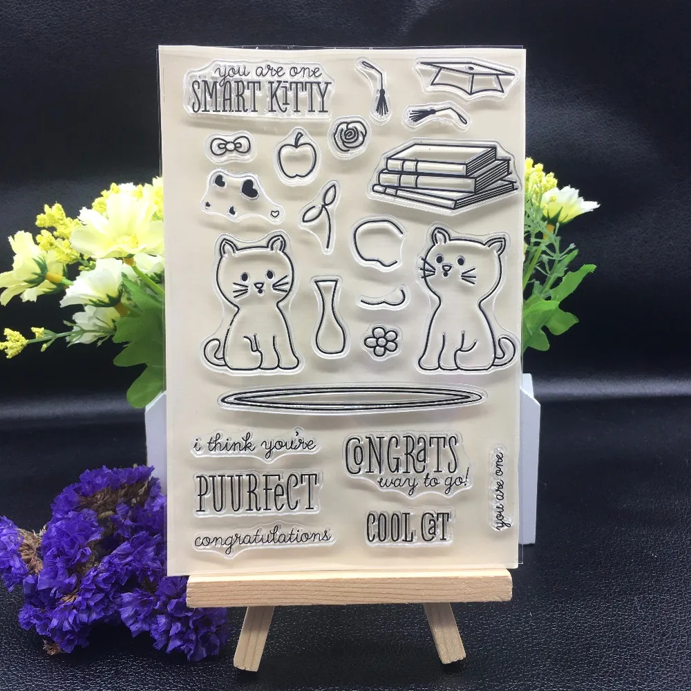 

Cat/Book Transparent Silica Stamp/DIY Clipbook Stamp/Album Decorative Transparent Seal A57