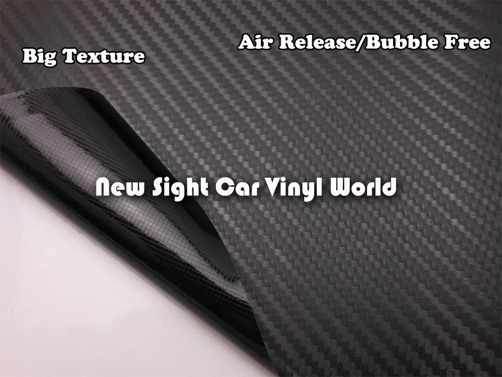 Большая текстура черного 3D углеродного волокна виниловая пленка для автомобильных наклеек