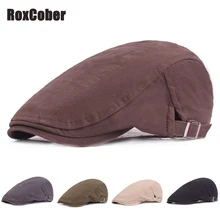 RoxCober сезон: весна–лето хлопок кепка газетчика Винтаж плоская кепка Для мужчин Для женщин Мода Гэтсби Регулируемый головной убор береты