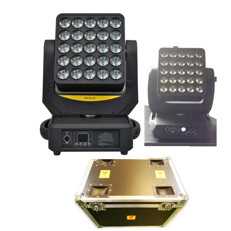 

10pcs/lot flight case packing Magic 25*12w Quad Cree led matrix moving head light with individual led control wash effect