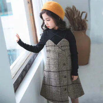 

2018 autumn winter girls clothing sets 2 pieces plaid pattern