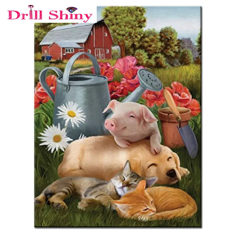 

DIY diamond painting pig dog cat sleeping diamond cross stitch crystal diamond square diamond embroidery embroidery home decor
