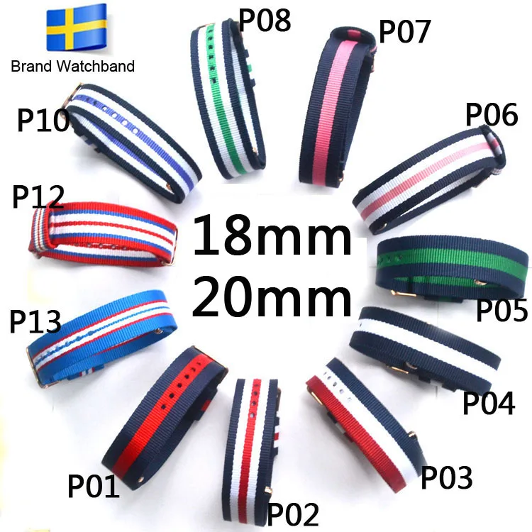 Top Quality luxury watchband 18mm 20mm colorful nato nylon strap for dw watch mujer strap on for hours Top Quality luxury watchband 18mm 20mm colorful nato nylon strap for dw watch mujer strap on for hours