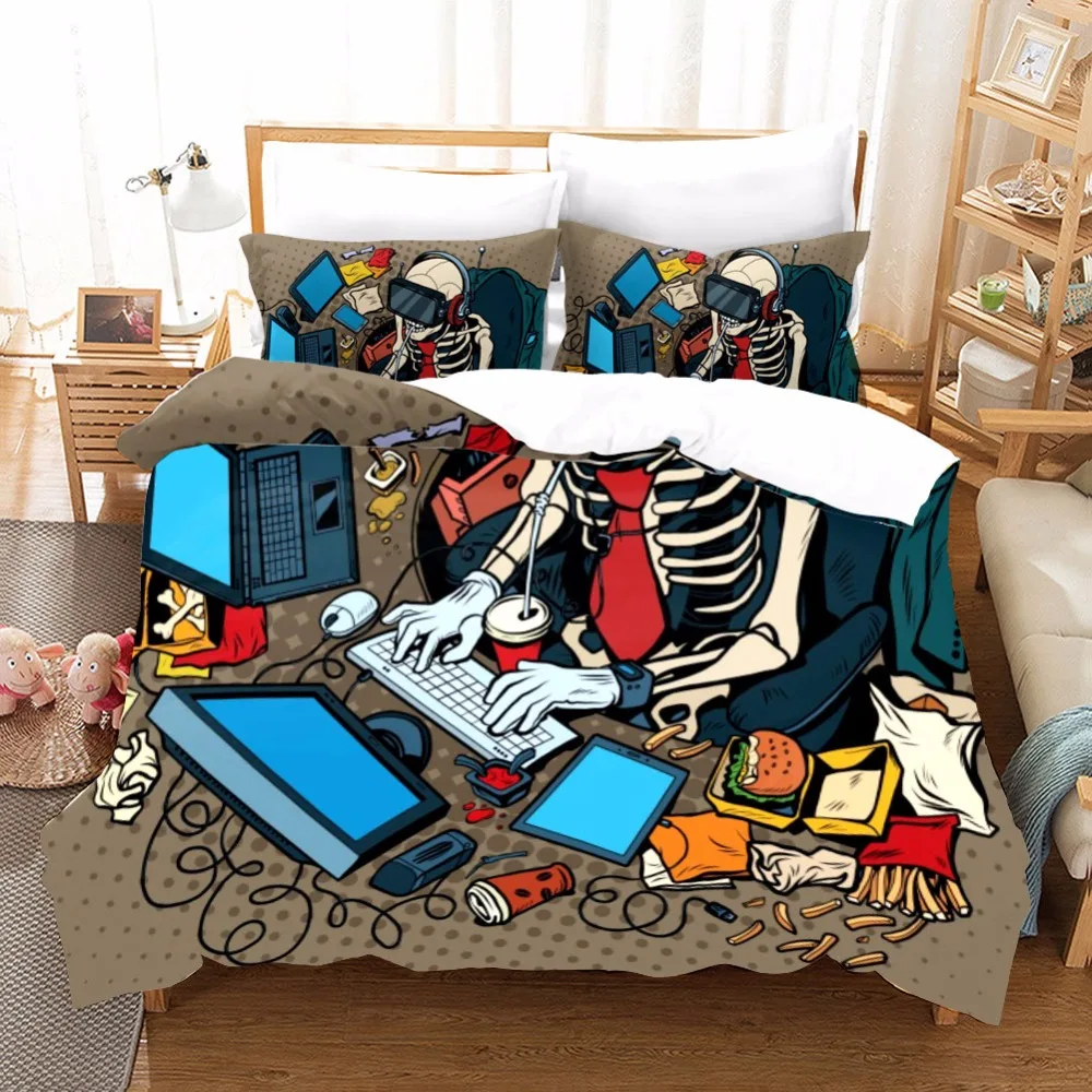 Technology Zombie Bedding Sets king Size Bohemian Printed Skull Duvet