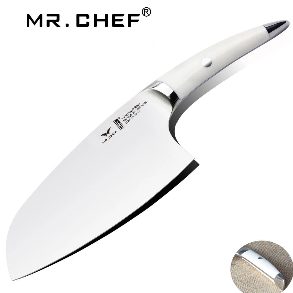 7.5inch Cleaver Kitchen Chefs Knife Well Balanced Vegetable Cutting Knives German Carbon Steel X50 Very Sharp Blade