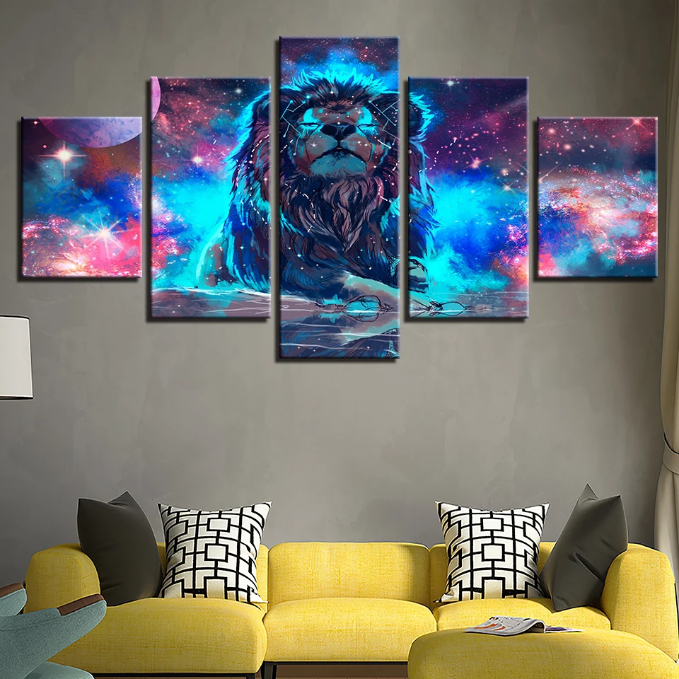 Canvas-painting-living-room-decoration-5-pieces-color-abstract-nebula-lion-constellation-picture-print-poster-frame (1)