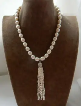 

Beautiful 18" 36" White Rice 10mm Freshwater Pearl Necklace Pendants