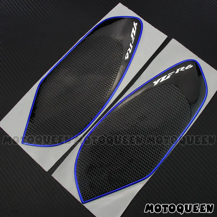 3D защитная накладка на бак мотоцикла декоративные наклейки на газ Топливо колено сцепление тяги Сторона Для YAMAHA YZF R6 YZF600 2008 - Цвет: Type A Blue
