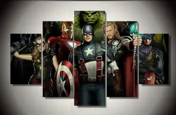 

The Avengers movie posters 5pcs Painting on canvas decoration print picture canvas frame Living room decor