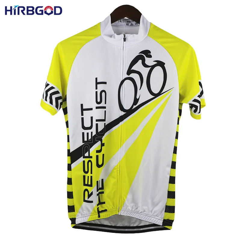 

HIRBGOD Men's Respect The Cyclist Bike Tops Share The Road Lightweight Quick Dry Short Sleeve Cycling Jersey-HK007