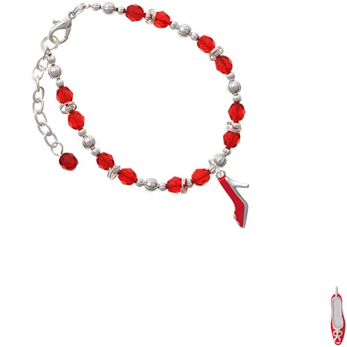 Red High Heel Shoe Red Beaded Bracelet