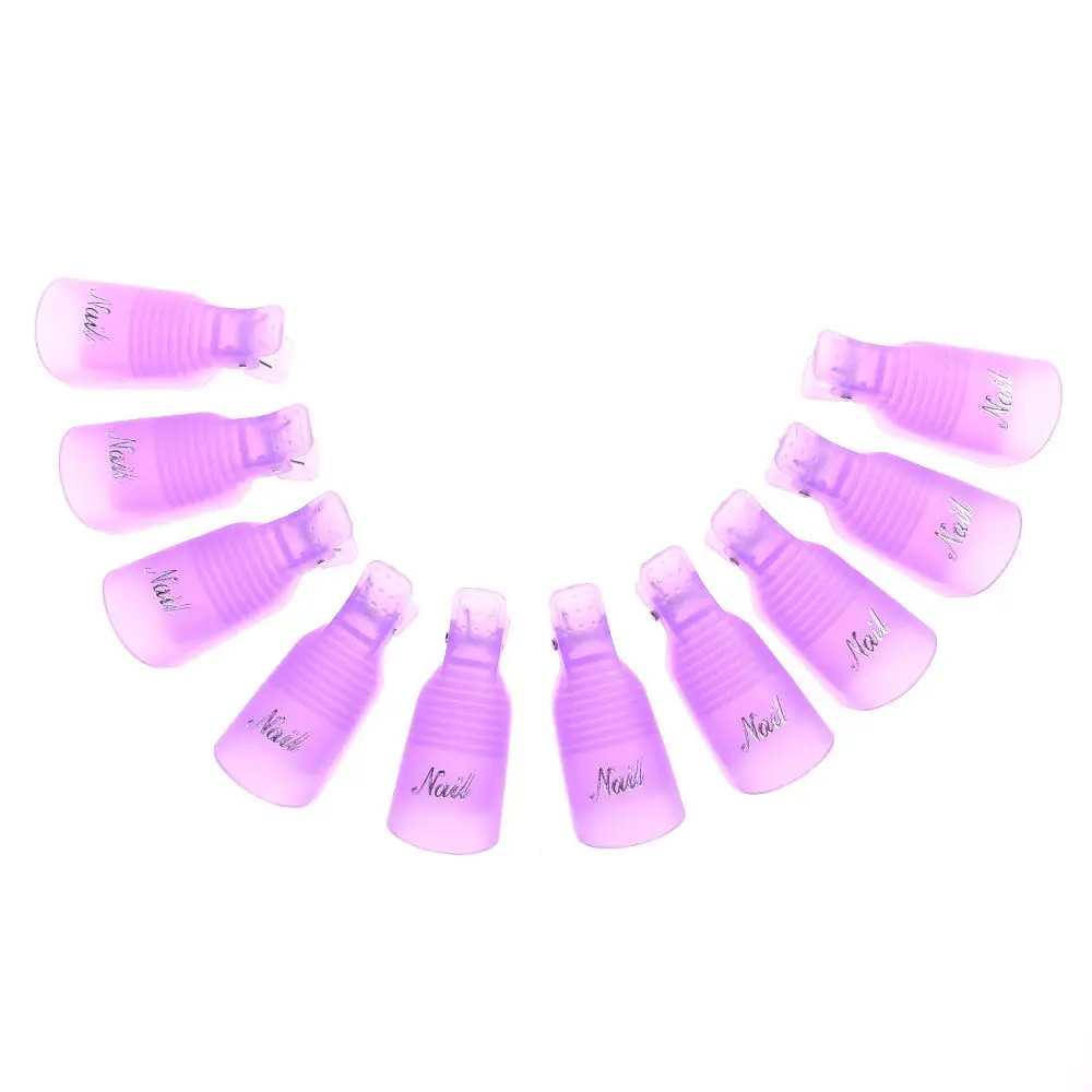 10 шт. пластиковый зажим для УФ-геля для ногтей, инструмент для снятия лака, инструмент для дизайна ногтей, наконечники для пальцев, фиолетовый, высокое качество - Цвет: Фиолетовый