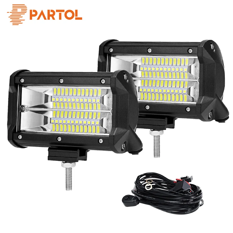 

Partol 5" 72W Work Light Tri-Row LED Light Bar Flood Beam Offroad 4WD 4x4 LED Bar for Pickup Camper Trailer ATV 12V 24V 6000K