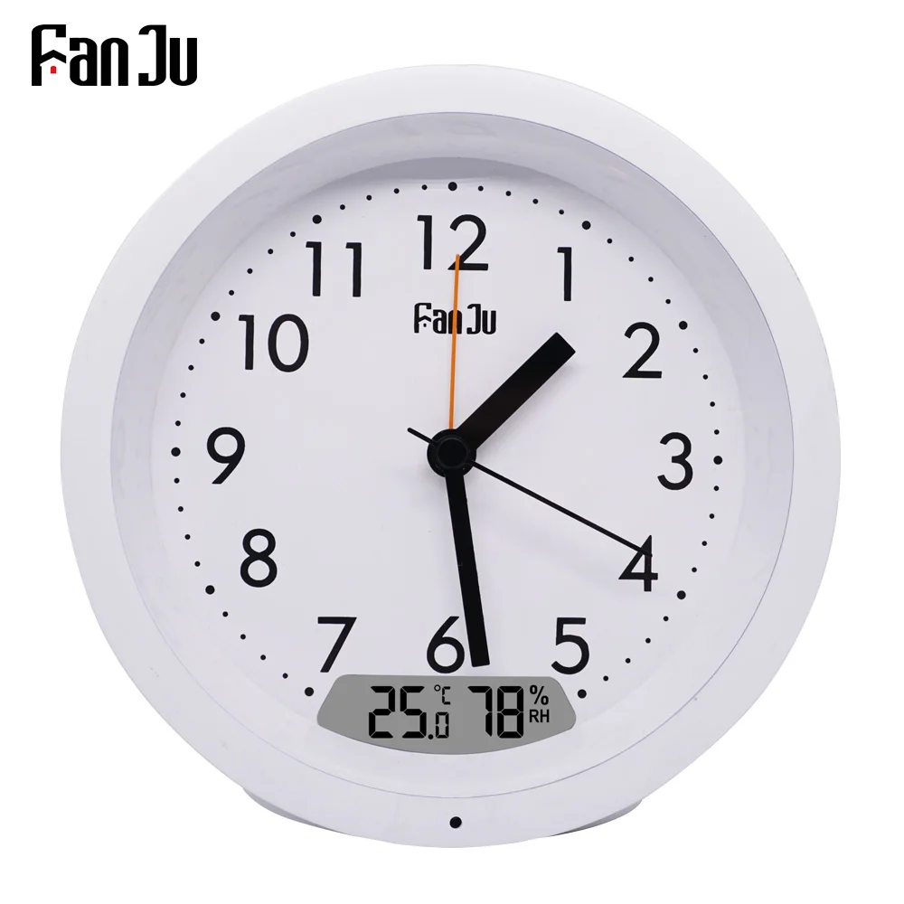 FanJu FJ5132 будильник современный дизайн цифровой Температура Влажность светодиодный светильник настольные часы для дома гостиная офисное время - Цвет: Белый