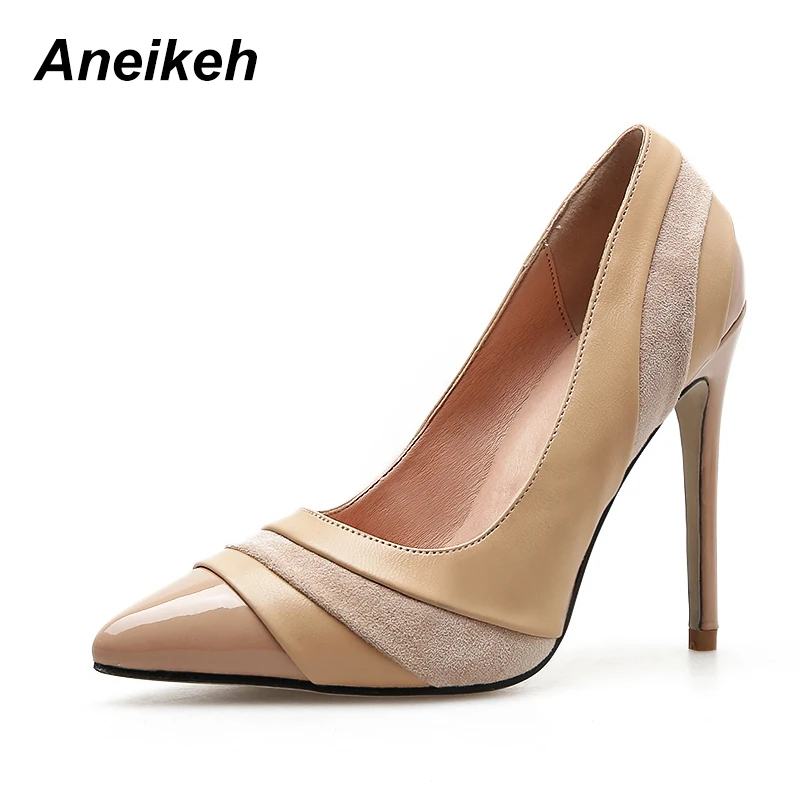 

Aneikeh 2019 Spring New Sexy Women Pumps High Heels Shoes Stiletto Pointed Toe Woman Party Shoes Dress Size 35-40 Black Apricot
