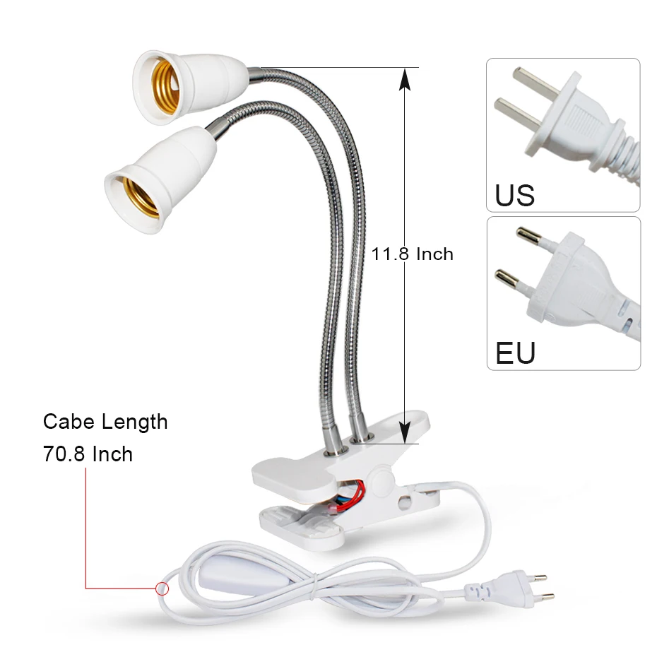 

Flexible Plant Growing LED Light Holder Socket Adapt to EU/US Plug With Control On/Off Switch 360 Degree Adjustable Lamp Holder