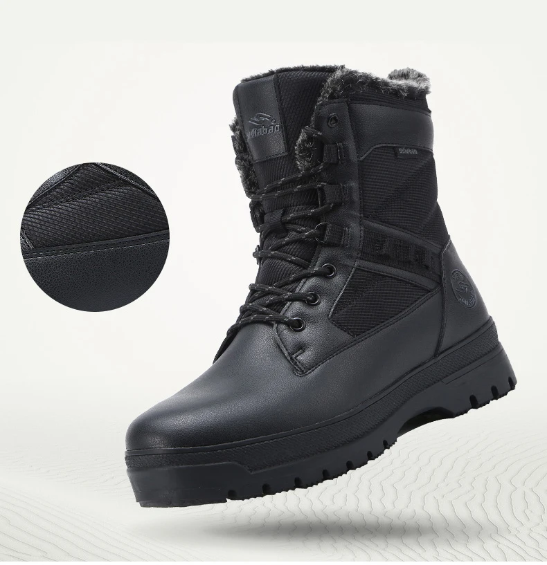 Зимняя обувь Мужская модная рабочая обувь на меху уличные Нескользящие зимние ботинки мужские водонепроницаемые черные армейские ботинки мужские ботинки