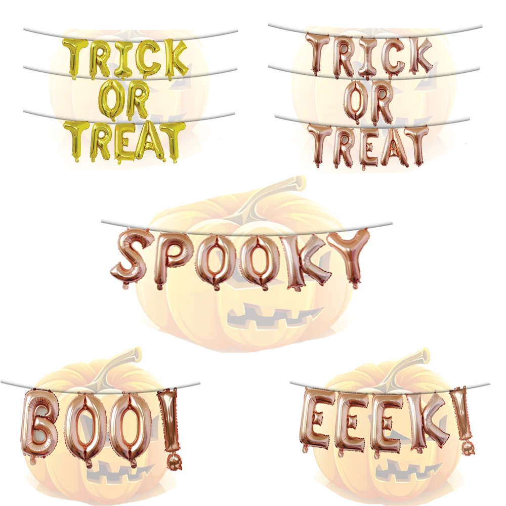 16 дюймов розовое золото Trick or Treat/Boo/EEEK/Spooky Алфавит фольга Воздушные шары баннеры