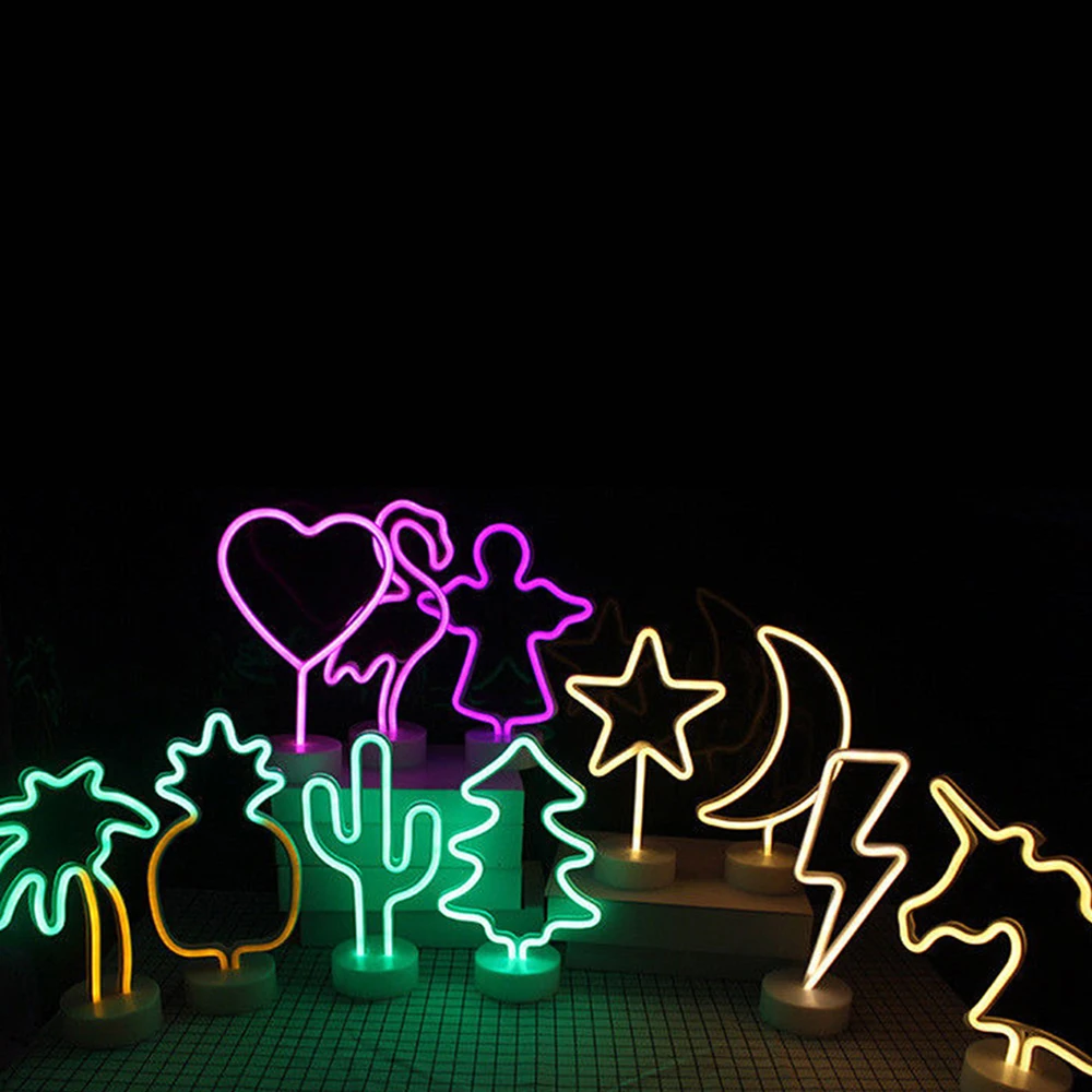 Neon Lamp LED Light with Holder Base for Party Supplies Removable Home