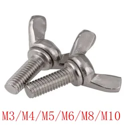 M3 M4 M5 Wing Bolts A2 304 Stainless Steel Wingbolt Nuts Butterfly Screws DIN316 2Pcs, M3x10mm