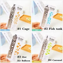 24 pcs/lot Vintage creux en acier inoxydable creux Brid Animal poisson métal règle outils de dessin à faire soi même étudiants cadeau prix papeterie