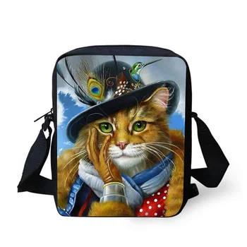 

THIKIN Cartoon Animals In Clothing Painting Girls Messenger Handbags Retro Ladies Shoulder Bag Kid Light School Book Bag Fashion