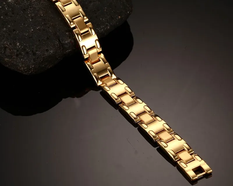 Vinterly магнитный браслет мужской ручной браслет Энергетический Браслет для здоровья мужской золотой цвет германий из нержавеющей стали браслеты для мужчин