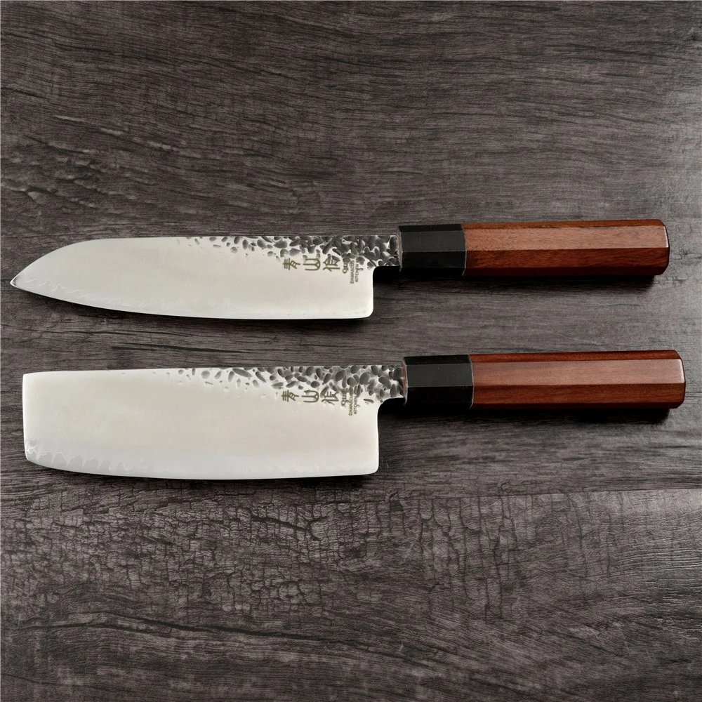 Qing 6 5 "разделочный 7" Santoku VG10 набор кухонных ножей из дамасской стали кованый