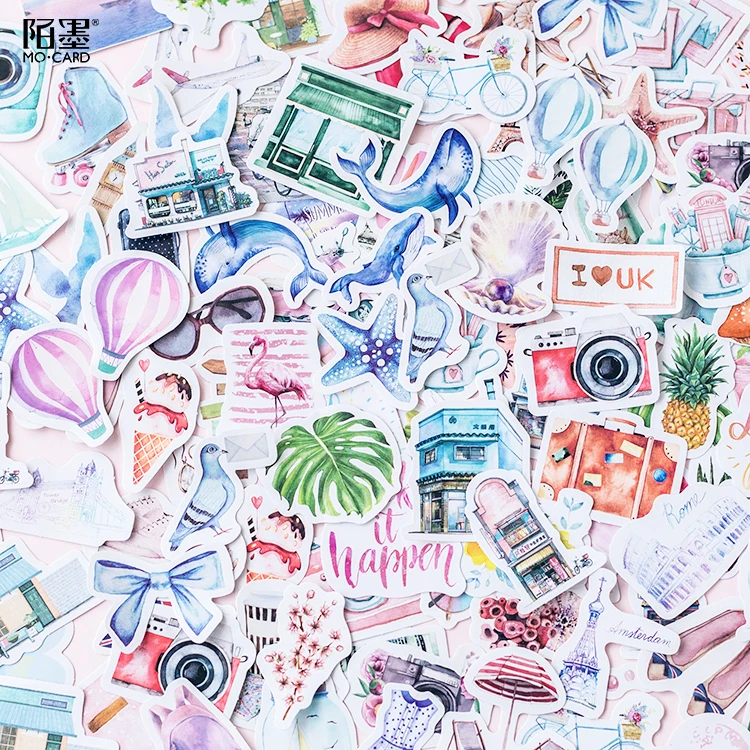 

40 Pcs/pack Colorful Happy Trip DIY Decorative Stickers Scrapbooking Diary Album Decor Stick Label Paper