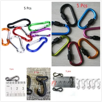 

5 Pcs Climbing Button Carabiner Camping Hiking Hook Outdoor Sports Multi Colors Aluminium Alloy Safety Buckle Keychain