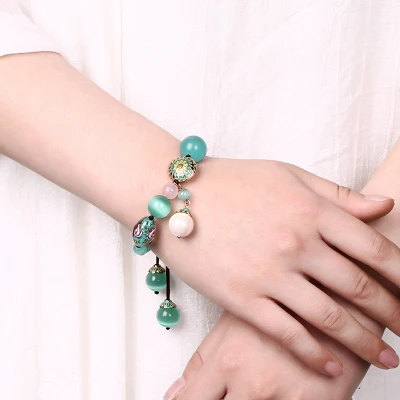 

Retro Blue Bracelet All-Match Transparents Beads Pure And Fresh Adjustable Bracelet Free Shipping
