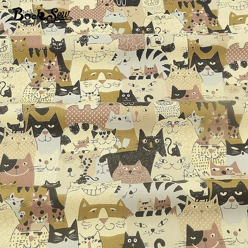 

Booksew Cotton Twill Fabric Cute Cats Animal Design Quilting Home Textile Sewing Cloth Fat Quarter Doll Pillow Craft Patchwork