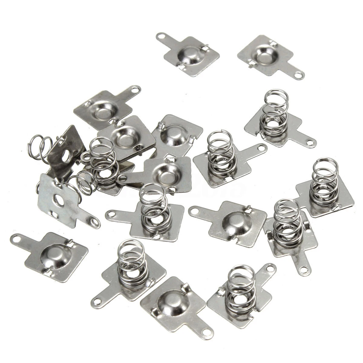 10 Pairs Replacement Spring Battery Contact Plate Silver 9mm Metal For