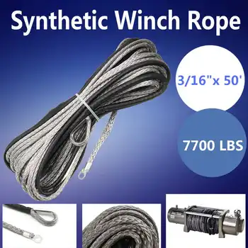 

7700 LBs 15m Winch Rope String Line Cable Synthetic Towing Rope Winch Car Wash Maintenance String for Universal Fits Car SUV ATV