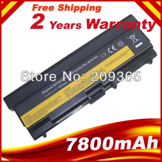 Аккумулятор 7800 мАч 9 ячеек для Lenovo ThinkPad L400 L410 L420 L510 L520 SL400 SL410 SL500 SL510 T410 T420 T410i T420i |