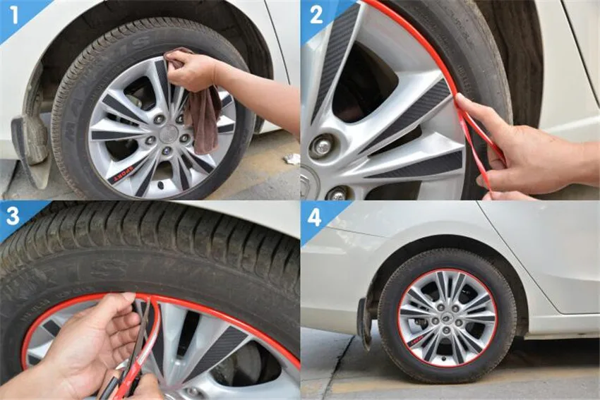 8 м красный протектор для шин линия клей резиновый стильный молдинг поездки для всех универсальных Авто обод для ступицы колеса