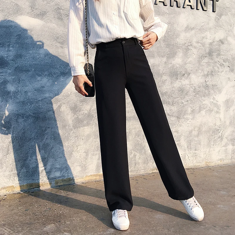 Womens Floor Length Long Pants Spring Autumn Female Wide Leg office ...