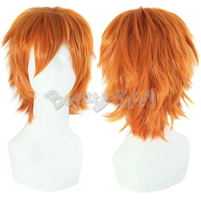 30cm 12inch Orange Short Straight Synthetic Hair Wig For Young Boy