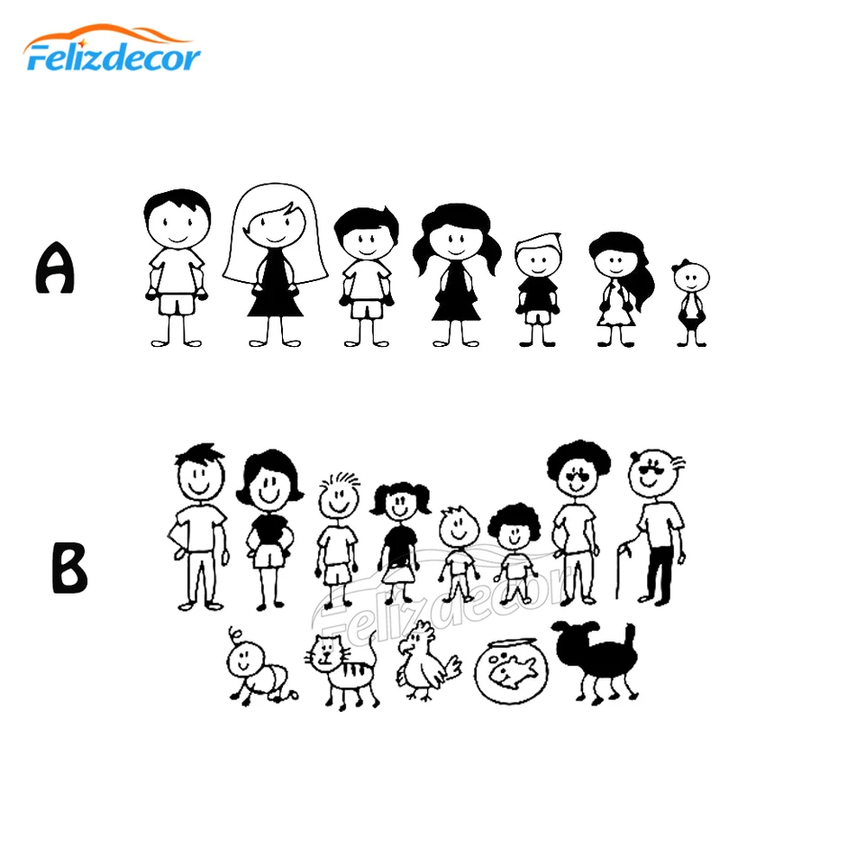 30cm Wide Family Svg Decals Stick Figure Family Car Trunk Stick People Svg Art Stick Family Clipart Car Sticker Waterproof L1037 Aliexpress