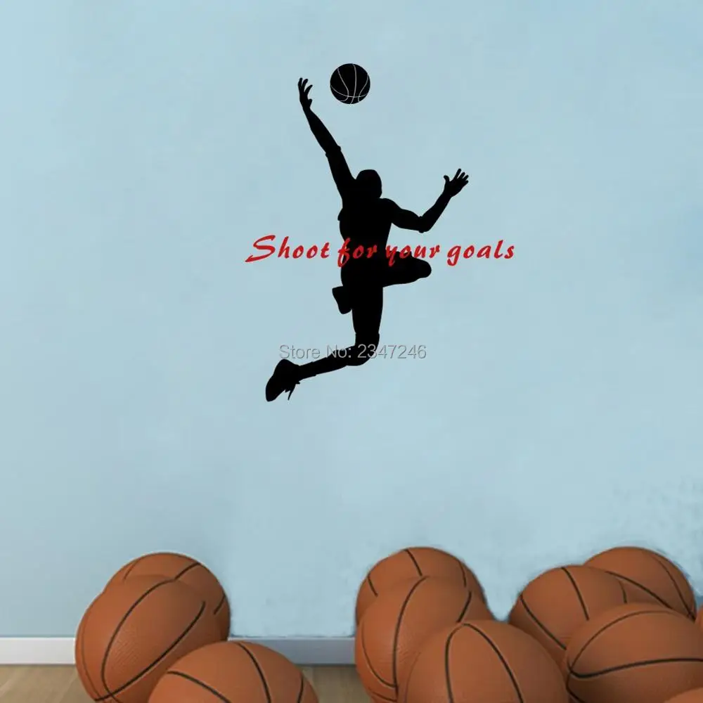 Shoot for Your Goals Basketball Quote Wall Stickers Sport Vinyl Mural