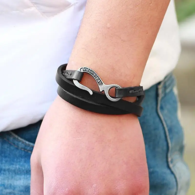 

Men's Braided Leather Bracelets & Bangles in Black and Brown Color with Magnetic for Healthy Elegent Design for Man