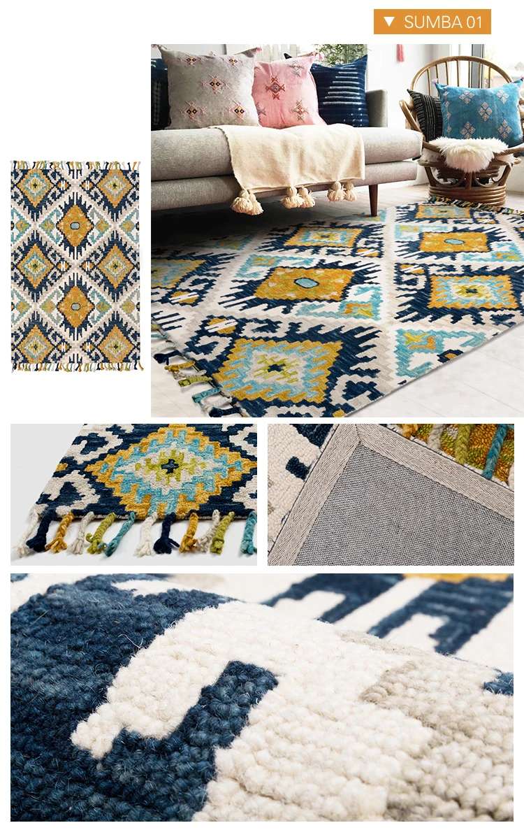 Шерсть ручной работы килим стиль великолепный прикроватный ковер, большой размер журнальный столик для гостиной ковер, коврик для украшения