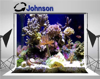 

wall photo backdrop Vinyl cloth High quality Computer print Marine Aquarium Fish Tank Fishes Corals background