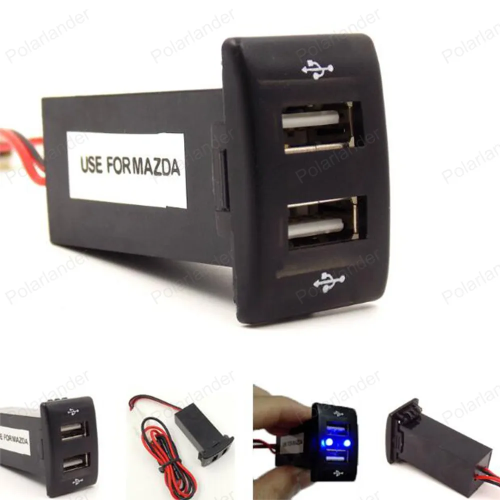 5V 2.1A Dual 2 USB interface adapter socket for Mazda